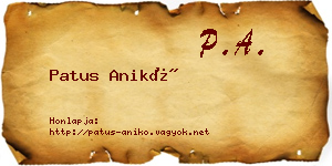 Patus Anikó névjegykártya
